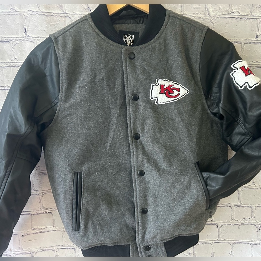 NFL youth leather Kansas City Chiefs bomber jacket